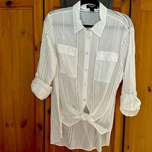 Nine West white button down shirt